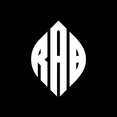 Çember ve elips şekilli RAB daire harf logosu tasarımı. Typographic tarzında RAB elips harfleri. Üç baş harf daire şeklinde bir logo oluşturuyor. RAB Çemberi Amblemi Soyut Monogram Harf İşaretleme Vektörü.