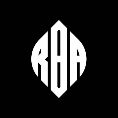 Çember ve elips şekilli RBA daire harf logosu tasarımı. Typographic tarzında RBA elips harfleri. Üç baş harf daire şeklinde bir logo oluşturuyor. RBA Çemberi Amblemi Soyut Monogram Harf İşaretleme Vektörü.