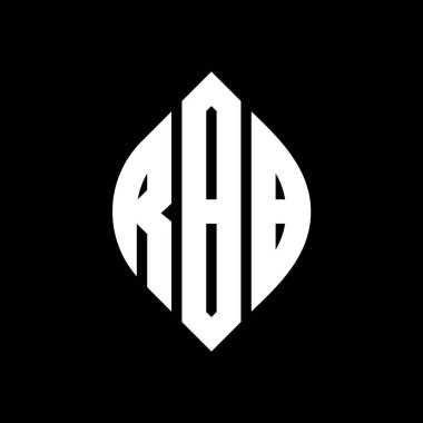 Çember ve elips şekilli RBB daire harf logosu tasarımı. Typographic tarzında RBB elips harfleri. Üç baş harf daire şeklinde bir logo oluşturuyor. RBB Çember Amblemi Soyut Monogram Harf İşaretleyici Vektörü.