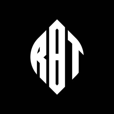 Çember ve elips şekilli RBT daire harf logosu tasarımı. Typographic tarzında RBT elips harfleri. Üç baş harf daire şeklinde bir logo oluşturuyor. RBT Çember Amblemi Soyut Monogram Harf İşaretleyici Vektörü.