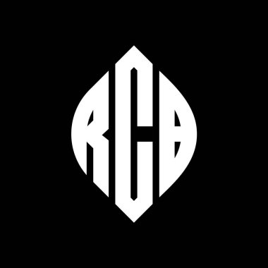 Çember ve elips şekilli RCB daire harf logosu tasarımı. Typographic tarzında RCB elips harfleri. Üç baş harf daire şeklinde bir logo oluşturuyor. RCB Çember Amblemi Soyut Monogram Harf İşaretleyici Vektörü.