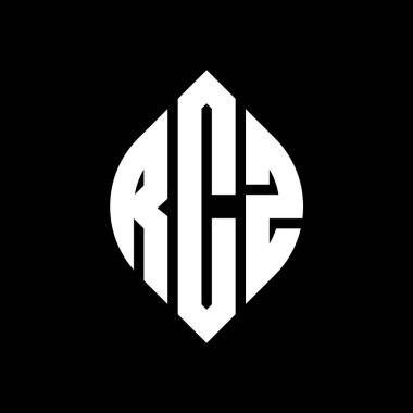 Çember ve elips şekilli RCZ daire harf logosu tasarımı. Typographic tarzında RCZ elips harfleri. Üç baş harf daire şeklinde bir logo oluşturuyor. RCZ Çember Amblemi Soyut Monogram Harf İşaretleyici Vektörü.