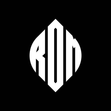 Çember ve elips şekilli RDM daire harf logosu tasarımı. Typographic tarzında RDM elips harfleri. Üç baş harf daire şeklinde bir logo oluşturuyor. RDM Çember Amblemi Soyut Monogram Harf İşaretleyici Vektörü.