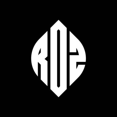 Çember ve elips şekilli RDZ daire harf logosu tasarımı. Typographic tarzında RDZ elips harfleri. Üç baş harf daire şeklinde bir logo oluşturuyor. RDZ Çember Amblemi Soyut Monogram Harf İşaretleyici Vektörü.