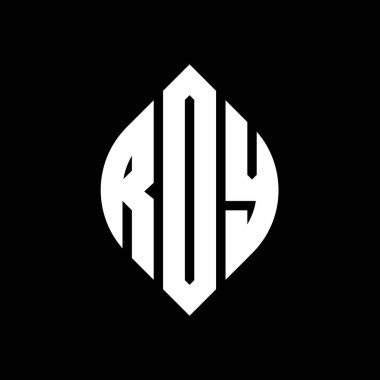 Çember ve elips şekilli RDY daire harf logosu tasarımı. Typographic tarzında RDY elips harfleri. Üç baş harf daire şeklinde bir logo oluşturuyor. RDY Çemberi Amblemi Soyut Monogram Harf İşaretleme Vektörü.