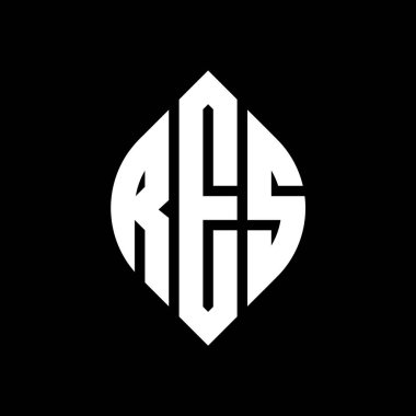 Çember ve elips şekilli RES daire harf logosu tasarımı. Tipografik tarzda elips harfler. Üç baş harf daire şeklinde bir logo oluşturuyor. RES Çember Amblemi Soyut Monogram Harf İşaretleme Vektörü.