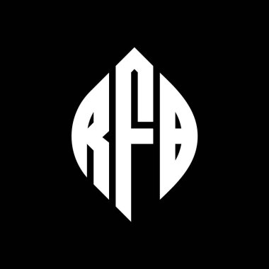 Çember ve elips şekilli RFB daire harf logosu tasarımı. Typographic tarzında RFB elips harfleri. Üç baş harf daire şeklinde bir logo oluşturuyor. RFB Çember Amblemi Soyut Monogram Harf İşaretleyici Vektörü.