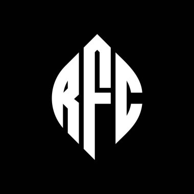Çember ve elips şekilli RFC daire harf logosu tasarımı. Typographic tarzında RFC elips harfleri. Üç baş harf daire şeklinde bir logo oluşturuyor. RFC Çember Amblemi Soyut Monogram Harf İşaretleyici Vektörü.