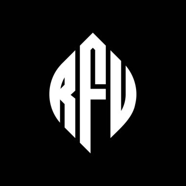 Çember ve elips şekilli RFU daire harf logosu tasarımı. RFU elips harfleri tipografik tarzda. Üç baş harf daire şeklinde bir logo oluşturuyor. RFU Çember Amblemi Soyut Monogram Harf İşaretleyici Vektörü.