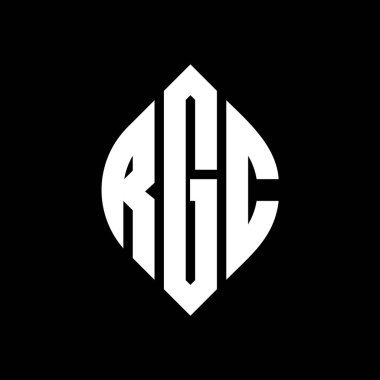 Çember ve elips şekilli RGC daire harf logosu tasarımı. Typographic tarzında RGC elips harfleri. Üç baş harf daire şeklinde bir logo oluşturuyor. RGC Çember Amblemi Soyut Monogram Harf İşaretleyici Vektörü.