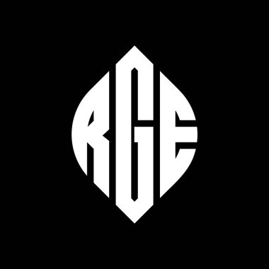 Çember ve elips şekilli RGE daire harf logosu tasarımı. Typographic tarzında RGE elips harfleri. Üç baş harf daire şeklinde bir logo oluşturuyor. RGE Çemberi Amblemi Soyut Monogram Harf İşaretleme Vektörü.