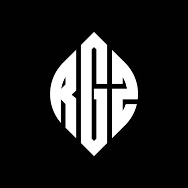 Çember ve elips şekilli RGZ daire harf logosu tasarımı. Typographic tarzında RGZ elips harfleri. Üç baş harf daire şeklinde bir logo oluşturuyor. RGZ Çember Amblemi Soyut Monogram Harf İşaretleyici Vektörü.
