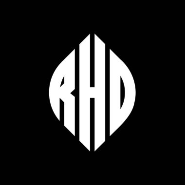 Çember ve elips şekilli RHO daire harf logosu tasarımı. Typographic tarzında RHO elips harfleri. Üç baş harf daire şeklinde bir logo oluşturuyor. RHO Çember Amblemi Soyut Monogram Harf İşaretleyici Vektörü.