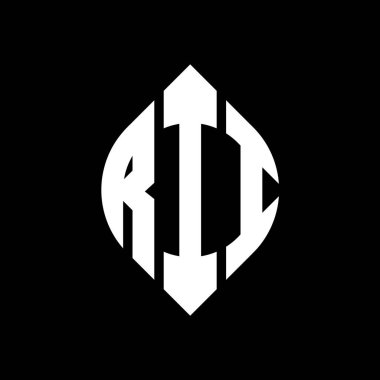 Yuvarlak daire harf logosu dizaynı, daire ve elips şeklinde. Tipografik tarzda elips harfleri yuvarla. Üç baş harf daire şeklinde bir logo oluşturuyor. RII Çember Amblemi Soyut Monogram Harf İşaretleyici Vektörü.