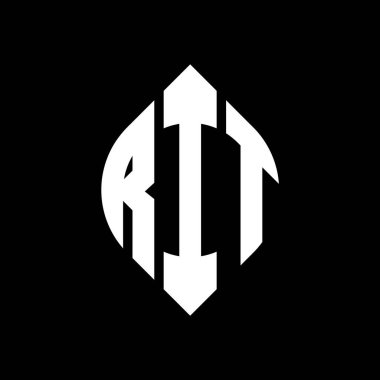 Çember ve elips şekilli RIT daire harf logosu tasarımı. Typographic tarzında RIT elips harfleri. Üç baş harf daire şeklinde bir logo oluşturuyor. RIT Çemberi Amblemi Soyut Monogram Harf İşaretleme Vektörü.