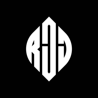 RJJ daire şeklinde ve elips şekilli harf logosu tasarımı. Typographic tarzında RJJ elips harfleri. Üç baş harf daire şeklinde bir logo oluşturuyor. RJJ Çember Amblemi Soyut Monogram Harf İşaretleyici Vektörü.