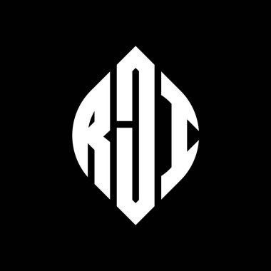 Çember ve elips şekilli RJI daire harf logosu tasarımı. Typographic tarzında RJI elips harfleri. Üç baş harf daire şeklinde bir logo oluşturuyor. RJI Çember Amblemi Soyut Monogram Harf İşaretleyici Vektörü.