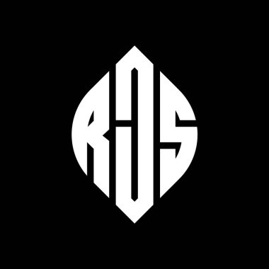 Çember ve elips şekilli RJS daire harf logosu tasarımı. Typographic tarzında RJS elips harfleri. Üç baş harf daire şeklinde bir logo oluşturuyor. RJS Çember Amblemi Soyut Monogram Harf İşaretleyici Vektörü.