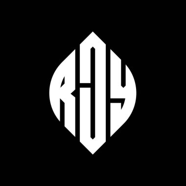 Çember ve elips şekilli RJY daire harf logosu tasarımı. Typographic tarzında RJY elips harfleri. Üç baş harf daire şeklinde bir logo oluşturuyor. RJY Çember Amblemi Soyut Monogram Harf İşaretleyici Vektörü.
