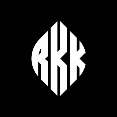 Çember ve elips şekilli RKK daire harf logosu tasarımı. Typographic tarzında RKK elips harfleri. Üç baş harf daire şeklinde bir logo oluşturuyor. RKK Çember Amblemi Soyut Monogram Harf İşaretleme Vektörü.