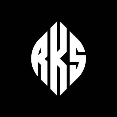 Çember ve elips şekilli RKS daire harf logosu tasarımı. Typographic tarzında RKS elips harfleri. Üç baş harf daire şeklinde bir logo oluşturuyor. RKS Çember Amblemi Soyut Monogram Harf İşaretleme Vektörü.
