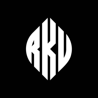 Çember ve elips şekilli RKU daire harf logosu tasarımı. RKU elips harfleri tipografik tarzda. Üç baş harf daire şeklinde bir logo oluşturuyor. RKU Çember Amblemi Soyut Monogram Harf İşaretleyici Vektörü.