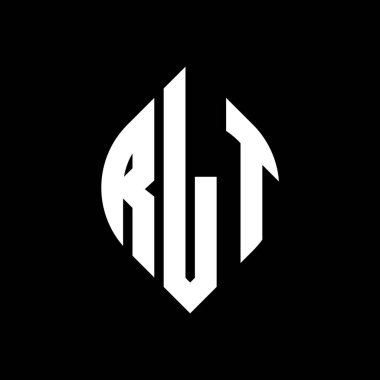 Çember ve elips şekilli RLT daire harf logosu tasarımı. Typographic tarzında RLT elips harfleri. Üç baş harf daire şeklinde bir logo oluşturuyor. RLT Çember Amblemi Soyut Monogram Harf İşaretleyici Vektörü.