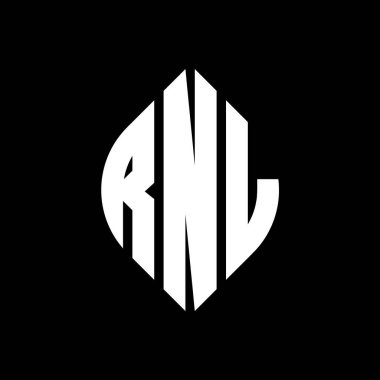 Çember ve elips şekilli RNL daire harf logosu tasarımı. Typographic tarzında RNL elips harfleri. Üç baş harf daire şeklinde bir logo oluşturuyor. RNL Çember Amblemi Soyut Monogram Harf İşaretleyici Vektörü.