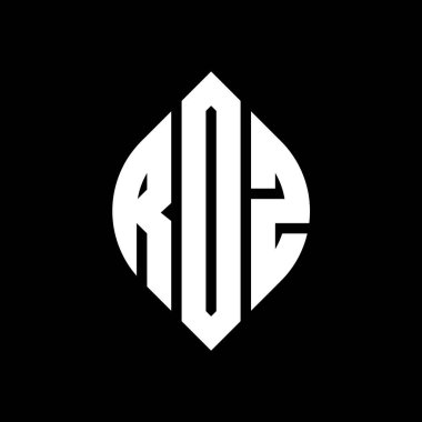 Çember ve elips şekilli ROZ daire harf logosu tasarımı. Tipografik biçimli ROZ elips harfleri. Üç baş harf daire şeklinde bir logo oluşturuyor. ROZ Çember Amblemi Soyut Monogram Harf İşaretleme Vektörü.