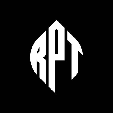 Çember ve elips şekilli RPT daire harf logosu tasarımı. Typographic tarzında elips harfler. Üç baş harf daire şeklinde bir logo oluşturuyor. RPT Çember Amblemi Soyut Monogram Harf İşaretleyici Vektörü.
