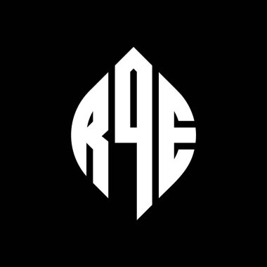 Çember ve elips şekilli RQE daire harf logosu tasarımı. Typographic tarzında RQE elips harfleri. Üç baş harf daire şeklinde bir logo oluşturuyor. RQE Çember Amblemi Soyut Monogram Harf İşaretleyici Vektörü.