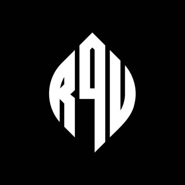 Çember ve elips şekilli RQU daire harf logosu tasarımı. Typographic tarzında RQU elips harfleri. Üç baş harf daire şeklinde bir logo oluşturuyor. RQU Çember Amblemi Soyut Monogram Harf İşaretleyici Vektörü.