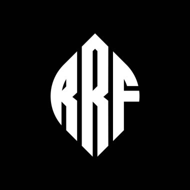 Çember ve elips şekilli RRF daire harf logosu tasarımı. RRF elips harfleri tipografik tarzda. Üç baş harf daire şeklinde bir logo oluşturuyor. RRF Çemberi Amblemi Soyut Monogram Harfi Mark Vector.RRRF daire harfli logo tasarımı daire ve ellip