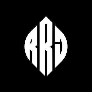RRJ daire şeklinde ve elips şekilli harf logosu tasarımı. Typographic tarzında RRJ elips harfleri. Üç baş harf daire şeklinde bir logo oluşturuyor. RRJ Çember Amblemi Soyut Monogram Harf İşaretleyici Vektörü.