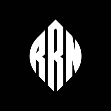 Çember ve elips şekilli RRN yuvarlak harfli logo tasarımı. Typographic tarzında RRN elips harfleri. Üç baş harf daire şeklinde bir logo oluşturuyor. RRN Çember Amblemi Soyut Monogram Harf İşaretleyici Vektörü.