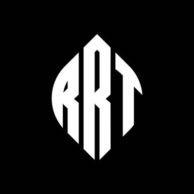 Çember ve elips şekilli RRT daire harf logosu tasarımı. Typographic tarzında RRT elips harfleri. Üç baş harf daire şeklinde bir logo oluşturuyor. RRT Çember Amblemi Soyut Monogram Harf İşaretleyici Vektörü.