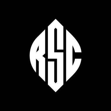 Çember ve elips şekilli RSC daire harf logosu tasarımı. Typographic tarzında RSC elips harfleri. Üç baş harf daire şeklinde bir logo oluşturuyor. RSC Çember Amblemi Soyut Monogram Harf İşaretleyici Vektörü.
