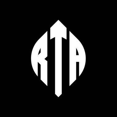 Çember ve elips şekilli RTA daire harf logosu tasarımı. Typographic tarzında RTA elips harfleri. Üç baş harf daire şeklinde bir logo oluşturuyor. RTA Çemberi Amblemi Soyut Monogram Harf İşaretleme Vektörü.