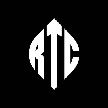Çember ve elips şekilli RTC daire harf logosu tasarımı. Typographic tarzında RTC elips harfleri. Üç baş harf daire şeklinde bir logo oluşturuyor. RTC Çember Amblemi Soyut Monogram Harf İşaretleyici Vektörü.