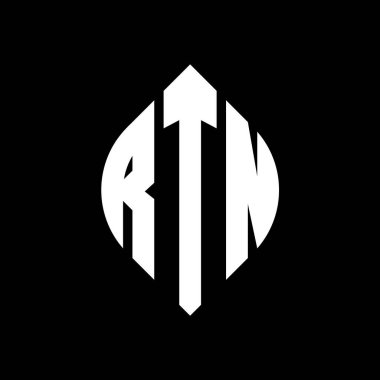 Çember ve elips şekilli RTN daire harf logosu tasarımı. Typographic tarzında RTN elips harfleri. Üç baş harf daire şeklinde bir logo oluşturuyor. RTN Çember Amblemi Soyut Monogram Harf İşaretleyici Vektörü.