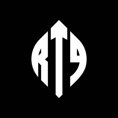 Çember ve elips şekilli RTQ daire harf logosu tasarımı. Typographic tarzında RTQ elips harfleri. Üç baş harf daire şeklinde bir logo oluşturuyor. RTQ Çember Amblemi Soyut Monogram Harf İşaretleyici Vektörü.
