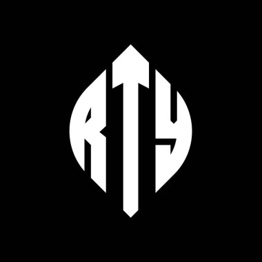 Çember ve elips şekilli RTY daire harf logosu tasarımı. Typographic tarzında RTY elips harfleri. Üç baş harf daire şeklinde bir logo oluşturuyor. RTY Çemberi Amblemi Soyut Monogram Harf İşaretleme Vektörü.
