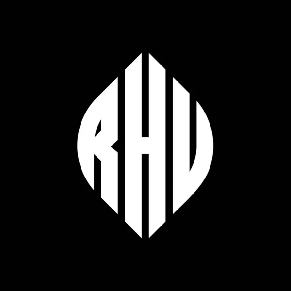 Rhu 디자인에 Rhu 타이포그래피 스타일의 이니셜은 로고를 Rhu Circle Emblem — 스톡 벡터