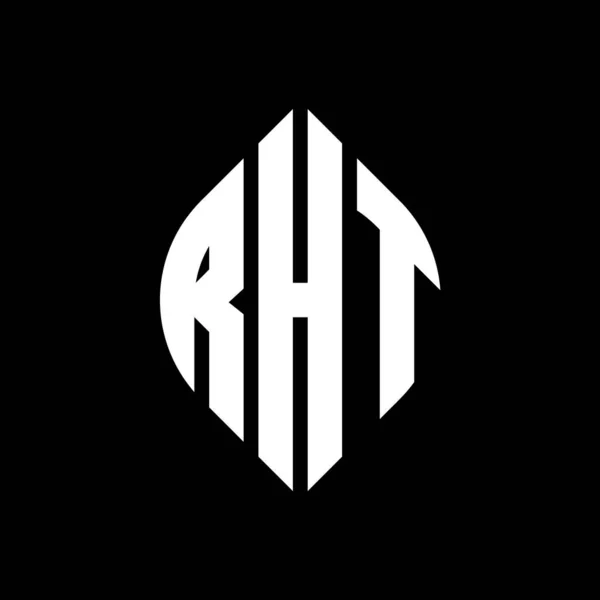 Rht 디자인에 타이포그래피 스타일 Rht 이니셜은 로고를 Rht Circle Emblem — 스톡 벡터