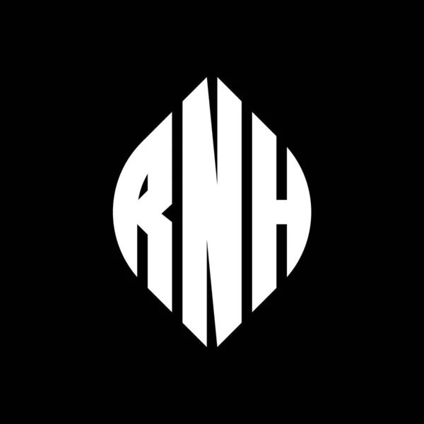 Rnh 디자인에 Rnh 타이포그래피 스타일의 이니셜은 로고를 Rnh Circle Emblem — 스톡 벡터