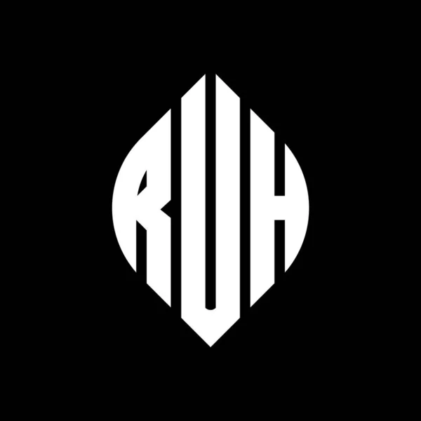 Ruh 디자인은 형으로 타이포그래피 스타일 Ruh 이니셜은 로고를 Ruh Circle — 스톡 벡터