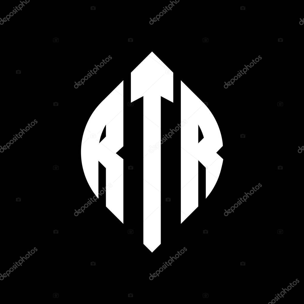 Diseño del logotipo de la letra del círculo RTR con forma de círculo y