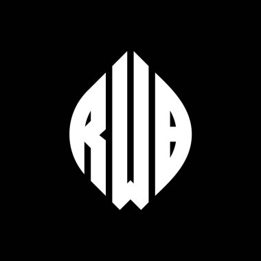 Çember ve elips şekilli RWB daire harf logosu tasarımı. Typographic tarzında RWB elips harfleri. Üç baş harf daire şeklinde bir logo oluşturuyor. RWB Çember Amblemi Soyut Monogram Harf İşaretleyici Vektörü.