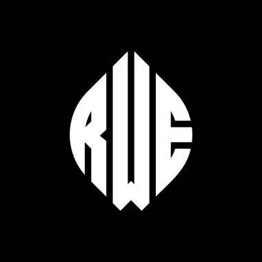 Çember ve elips şekilli RWE daire şeklinde harf logosu tasarımı. Typographic tarzında RWE elips harfleri. Üç baş harf daire şeklinde bir logo oluşturuyor. RWE Çember Amblemi Soyut Monogram Harf İşaretleme Vektörü.