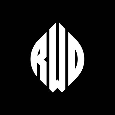 Çember ve elips şekilli RWO daire harf logosu tasarımı. Typographic tarzında RWO elips harfleri. Üç baş harf daire şeklinde bir logo oluşturuyor. RWO Çember Amblemi Soyut Monogram Harf İşaretleyici Vektörü.